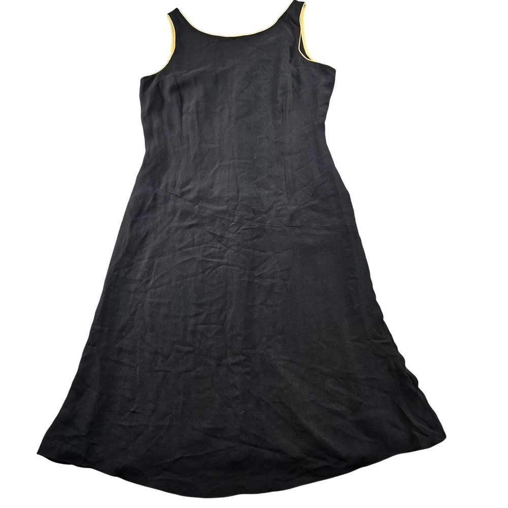 Carlisle Tank Midi Dress‎ Women's 6 Black Silk Wide Strap Button Detail Back Zip